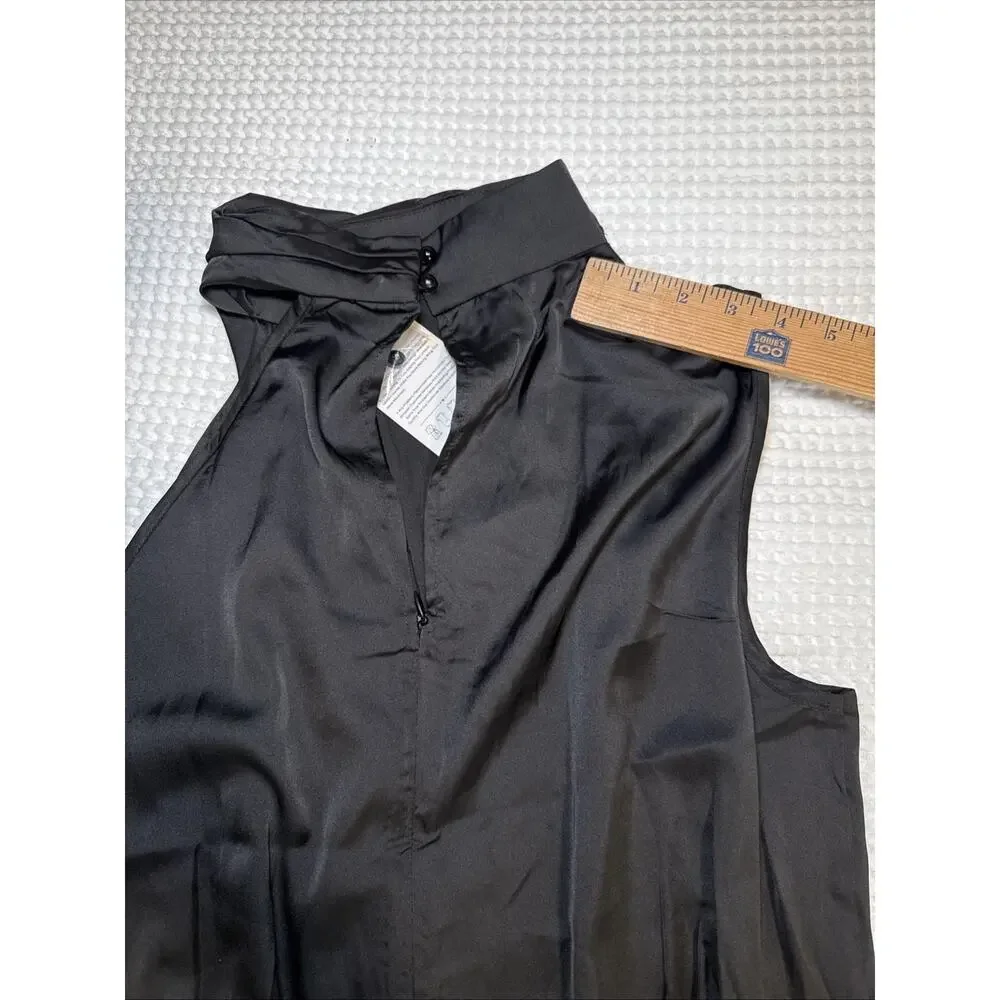 BTFBM Womens Satin Mock Neck Sleeveless Summer Shorts Romper Solid Black Lg NWT